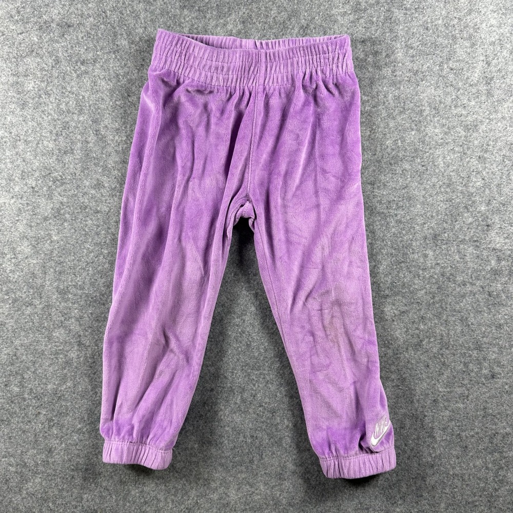 Nike Velour Jogger Pants 3T Purple Soft Fleece Lined‎ Sweatpants